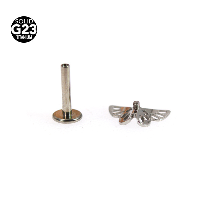 ASTM F136 Titanium Butterfly Minimalist Labret Stud - Image 2
