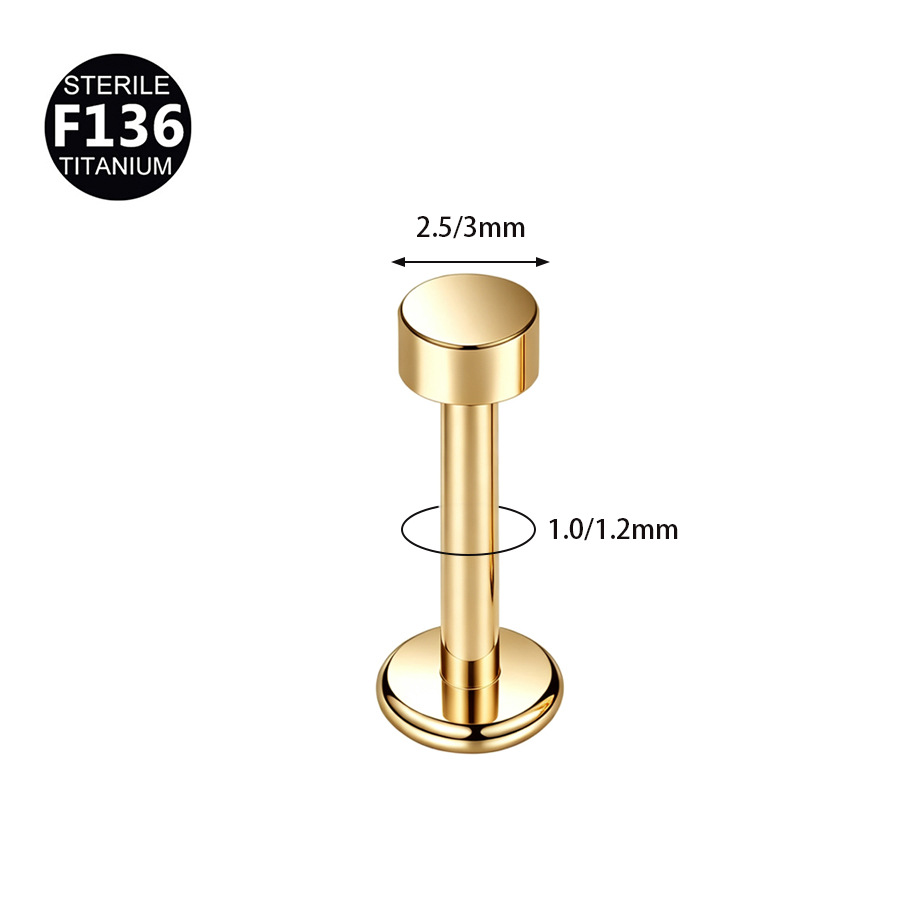 ASTM F136 Titanium Round Labret Stud - Image 2