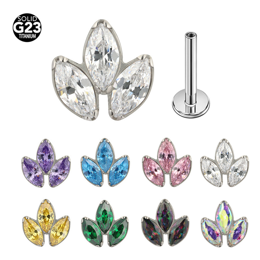 G23 Titanium 16G Marquise Labret Stud