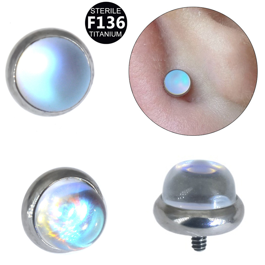 G23 Titanium Opal Internally Threaded Labret Stud
