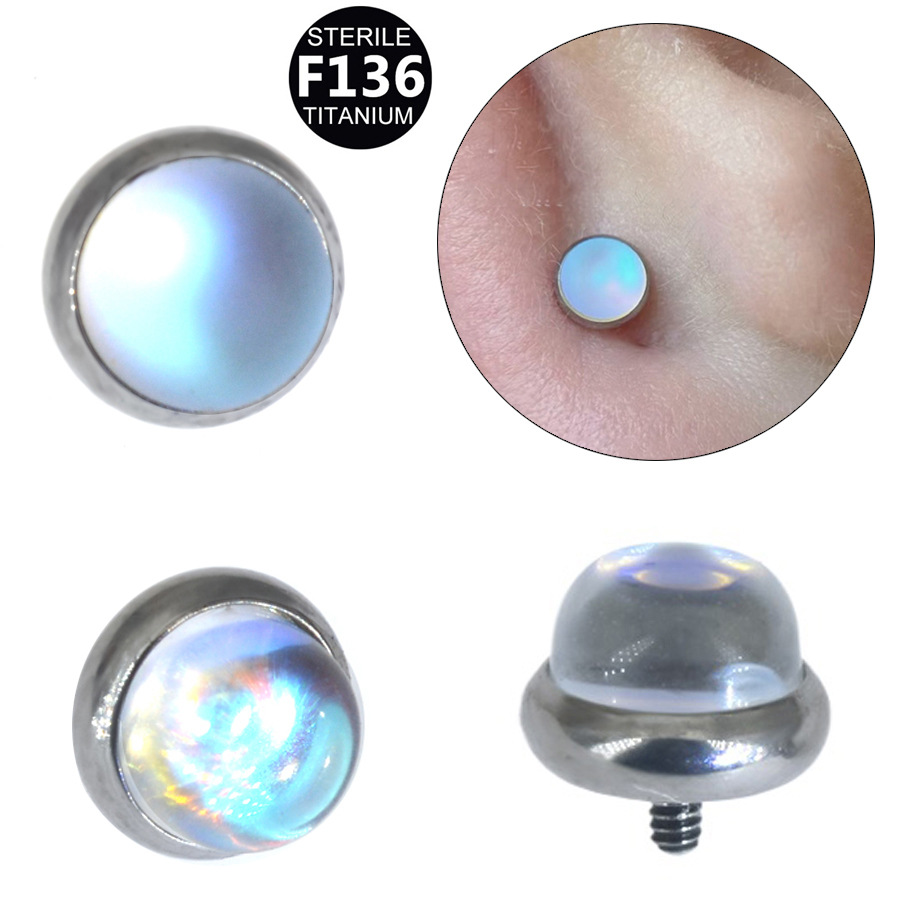 G23 Titanium Opal Internally Threaded Labret Stud - Image 5