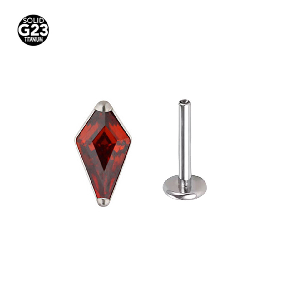 ASTM F136 Titanium CZ Square Labret Stud - Image 5
