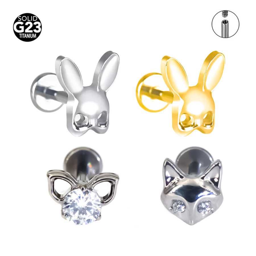 G23 Titanium Fox Bunny Dainty Labret Stud - Image 5