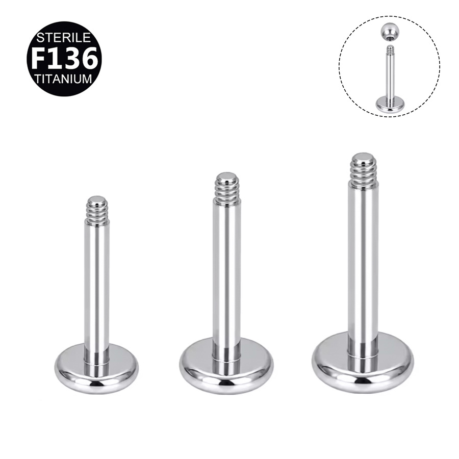 ASTM F136 Titanium 16G Externally Threaded Base Labret Stud | 2mm