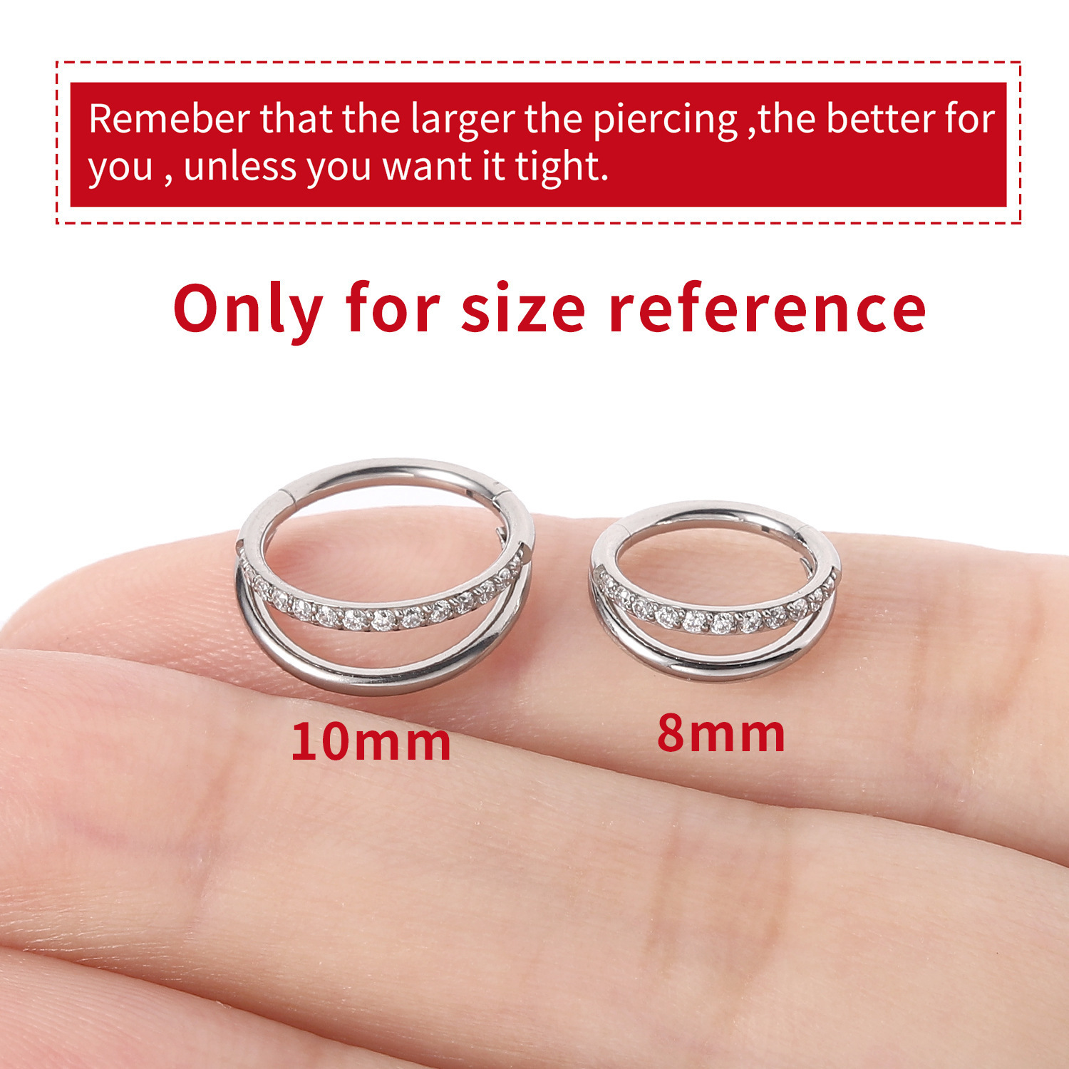 G23 Titanium CZ Minimalist Seamless Ring Nose Ring - Image 9