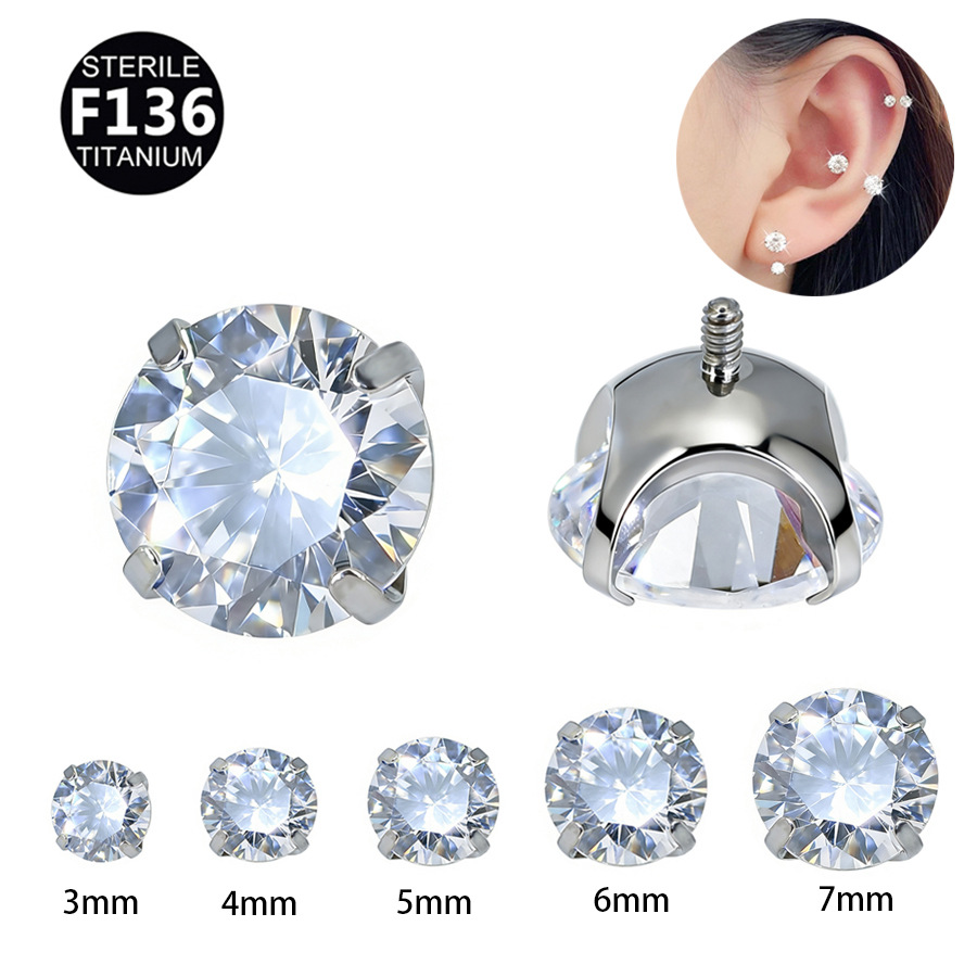 ASTM F136 Titanium 20G Moissanite Bowl Sparkle Labret Stud