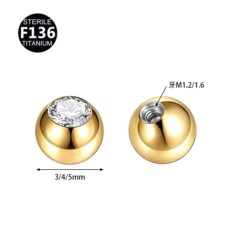 ASTM F136 Titanium 14G CZ Ball Externally Threaded Labret Stud - Image 2