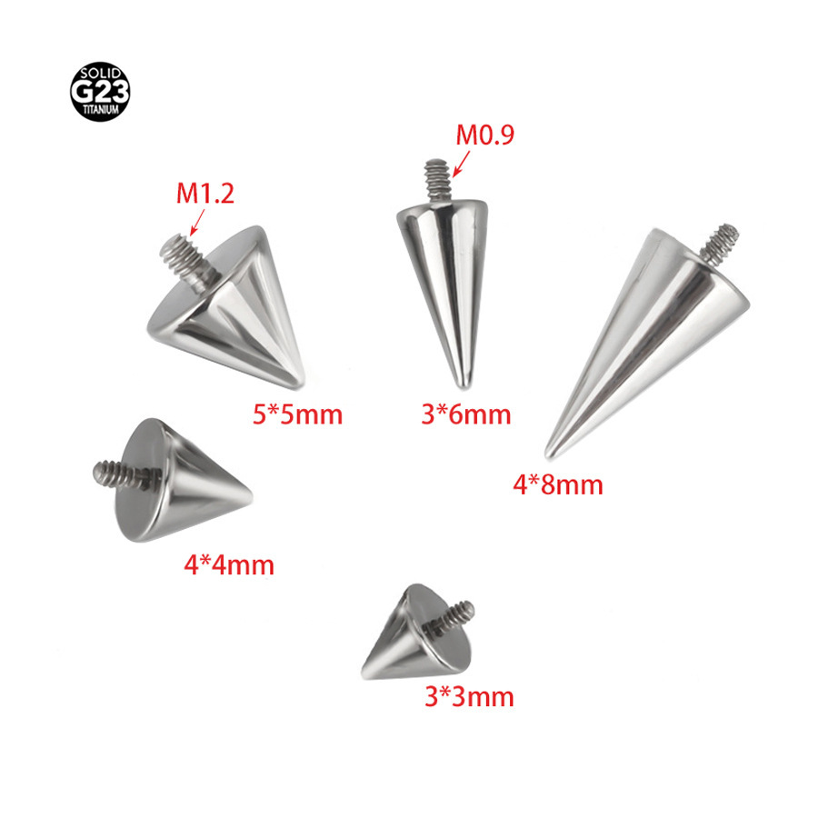 G23 Titanium Spike Anodized Externally Threaded Labret Stud - Image 2