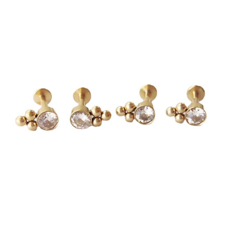 G23 Titanium CZ Bezel Internally Threaded Flat Back Labret Stud - Image 9