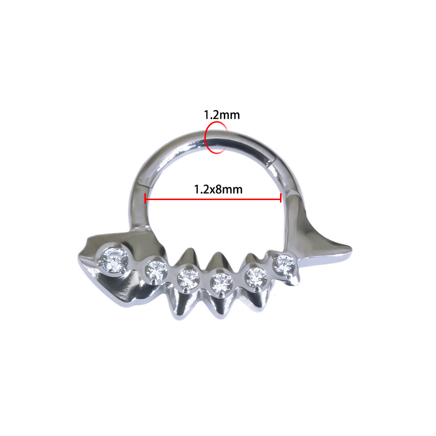 ASTM F136 Titanium 16G CZ Fish Curved Barbell | 8mm Length - Image 2
