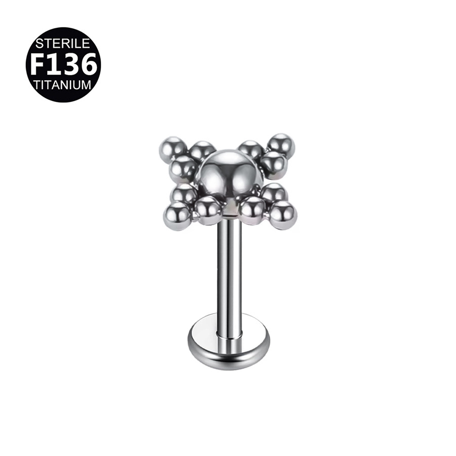 ASTM F136 Titanium Sun Flower Internally Threaded Labret Stud - Image 3