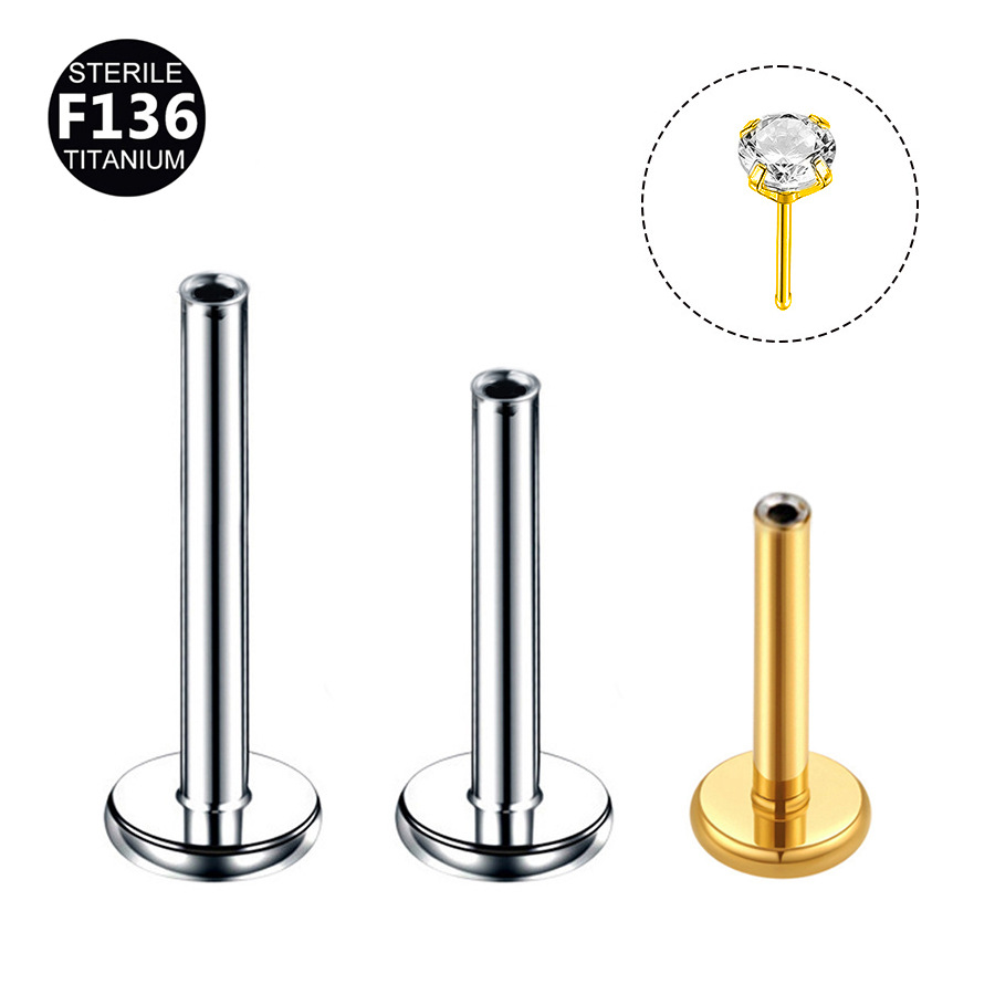 G23 Titanium Threadless Push-In Base Labret Stud