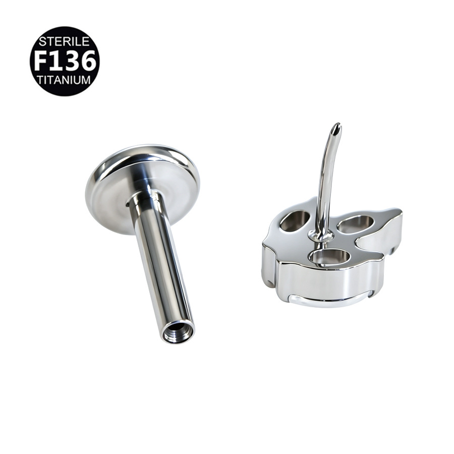 G23 Titanium 16G Flower Marquise Threadless Push-In Labret Stud | 6/8/10mm - Image 7