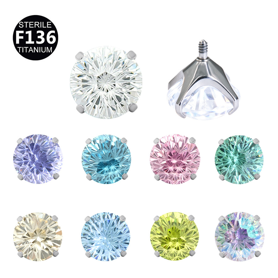 ASTM F136 Titanium 20G CZ Flower Labret Stud | 5-10mm - Image 5