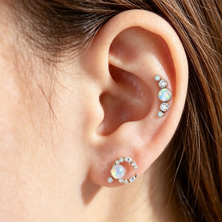 ASTM F136 Titanium 20G Opal Labret Stud - Image 4