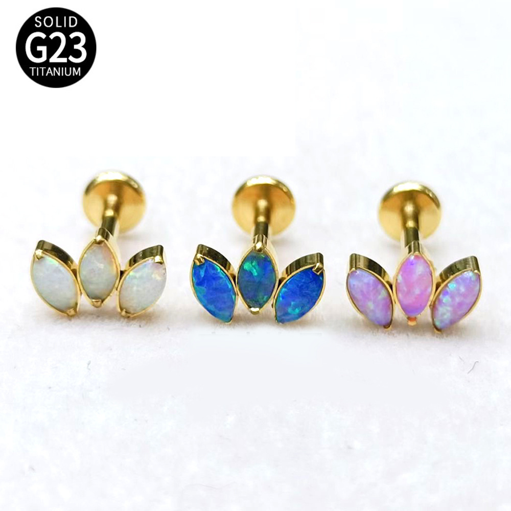 ASTM F136 Titanium Opal Crown Marquise Labret Stud