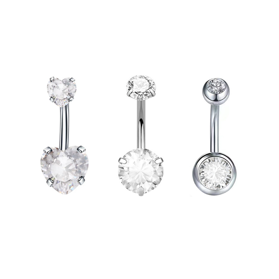 G23 Titanium CZ Heart Round Navel Ring - Image 5
