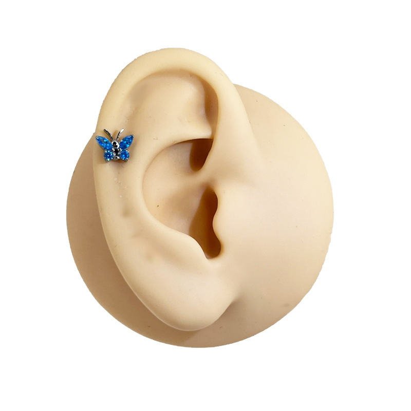 ASTM F136 Titanium CZ Butterfly Colorful Internally Threaded Labret Stud - Image 8