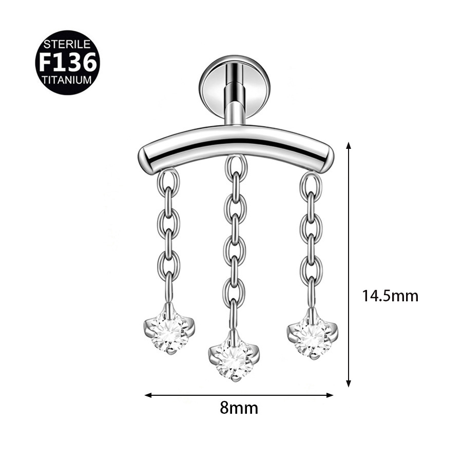 ASTM F136 Titanium Moon Chain Internally Threaded Labret Stud - Image 6