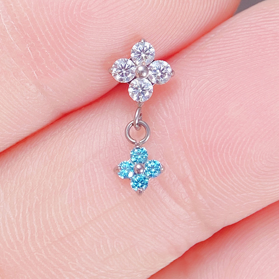 ASTM F136 Titanium 20G Flower Chain Internally Threaded Labret Stud - Image 3