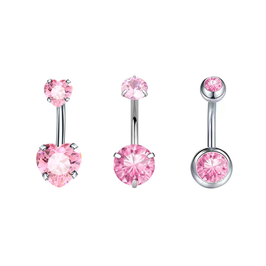G23 Titanium CZ Heart Round Navel Ring - Image 3