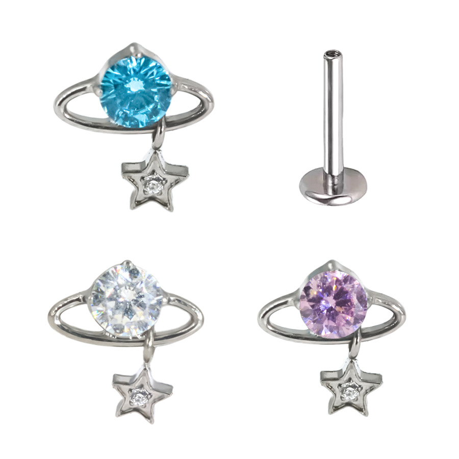 G23 Titanium 20G CZ Star Labret Stud