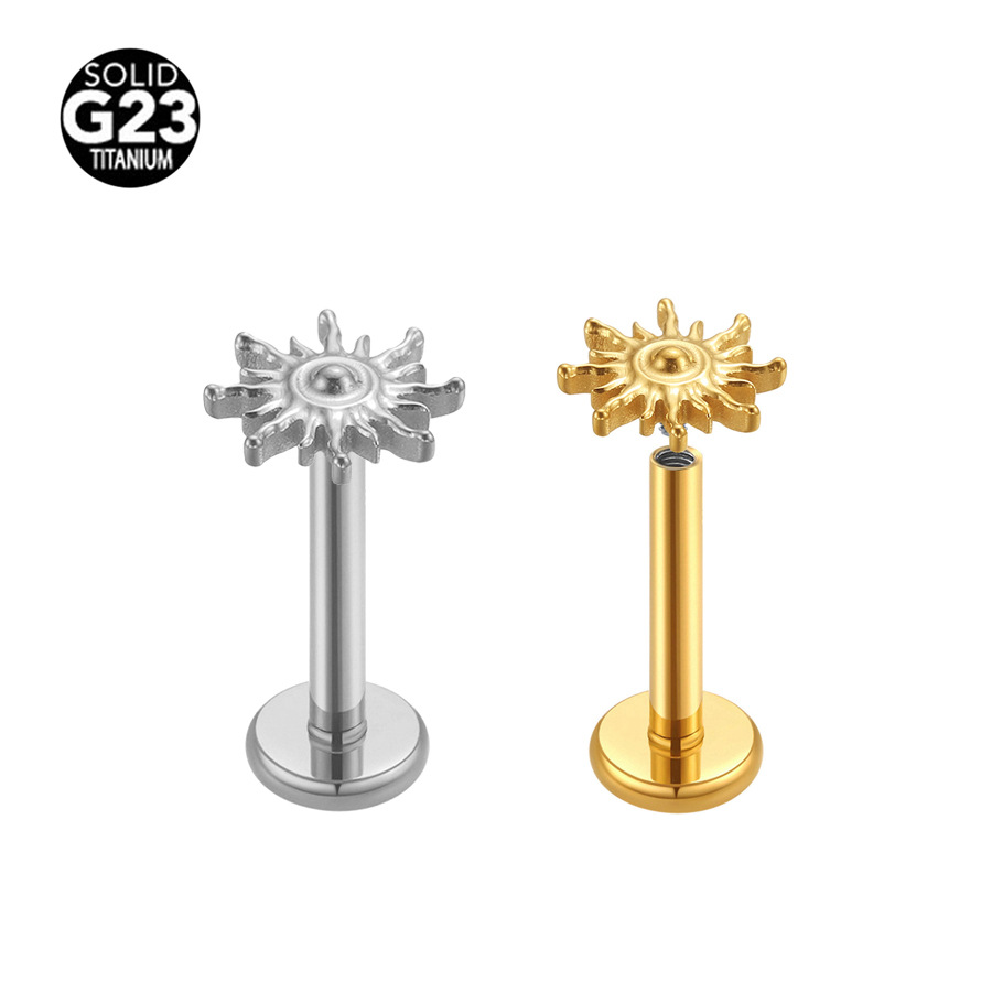 ASTM F136 Titanium 16G Sun Labret Stud | 2mm