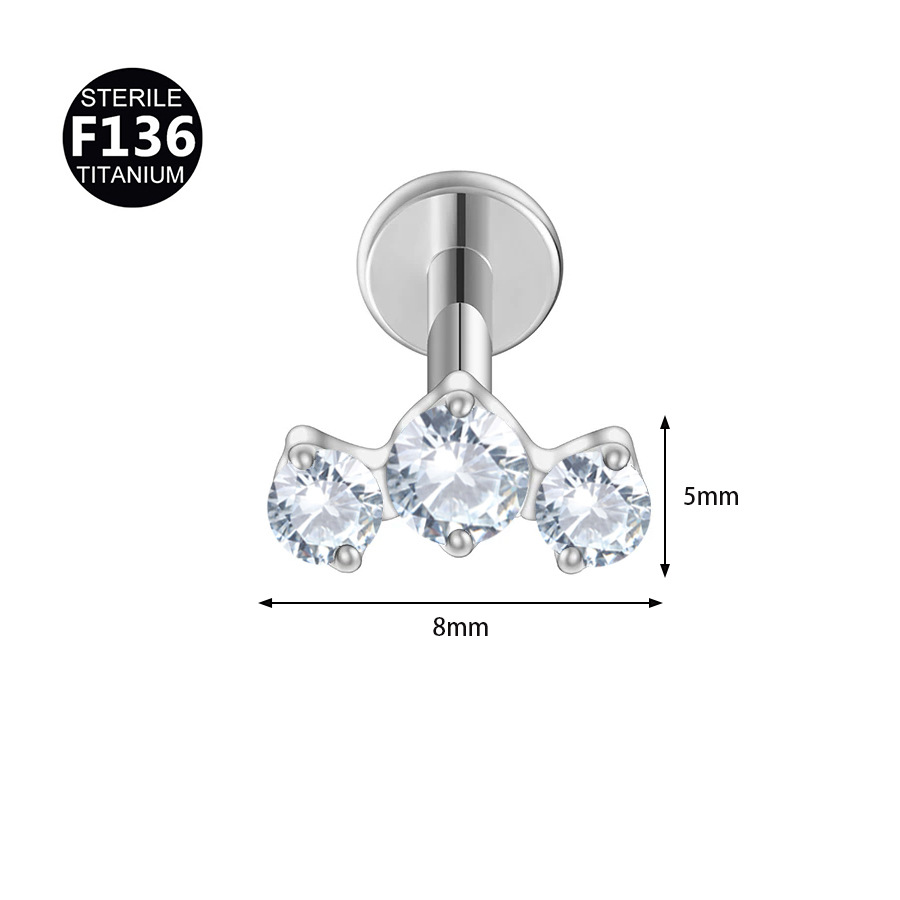 ASTM F136 Titanium 20G CZ Minimalist Labret Stud - Image 2