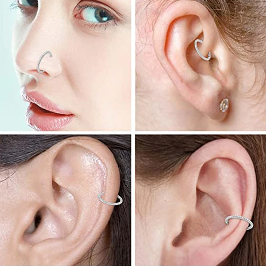 ASTM F136 Titanium CZ Seamless Ring Nose Ring - Image 4
