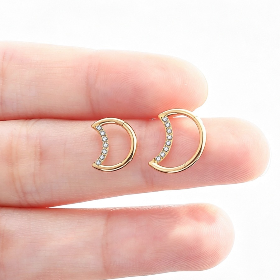 ASTM F136 Titanium CZ Moon Nose Ring - Image 4