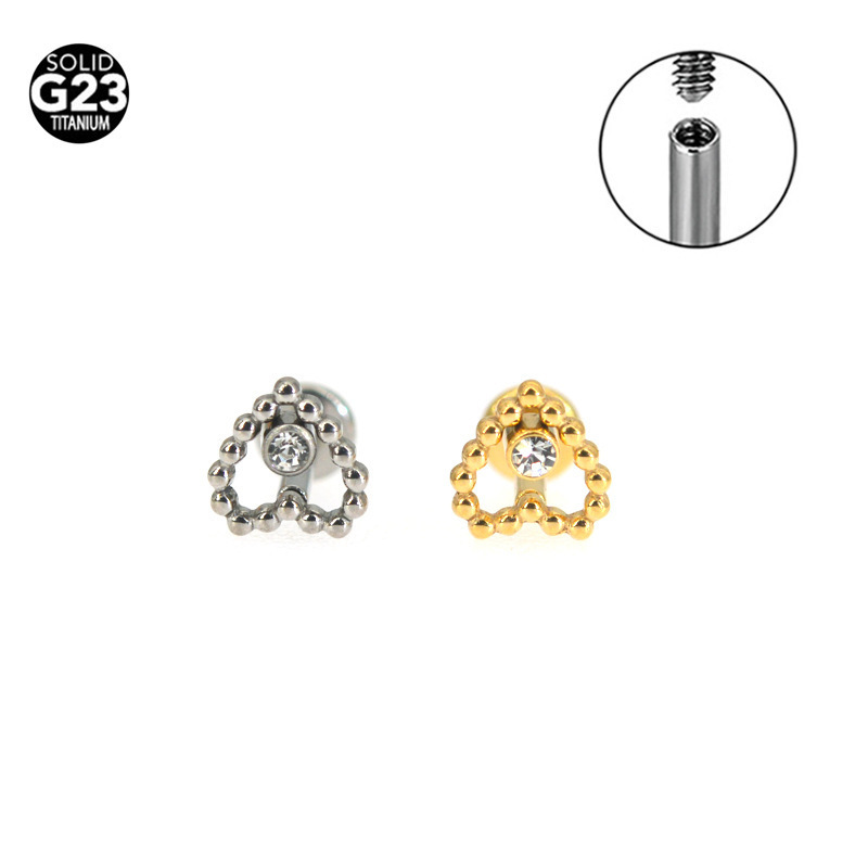 G23 Titanium Heart Flower Labret Stud | 6mm Length - Image 2