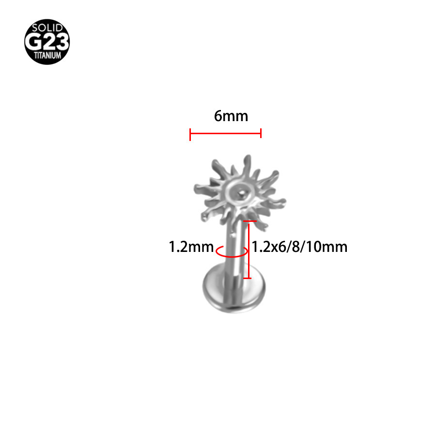 ASTM F136 Titanium 16G Sun Labret Stud | 2mm - Image 4