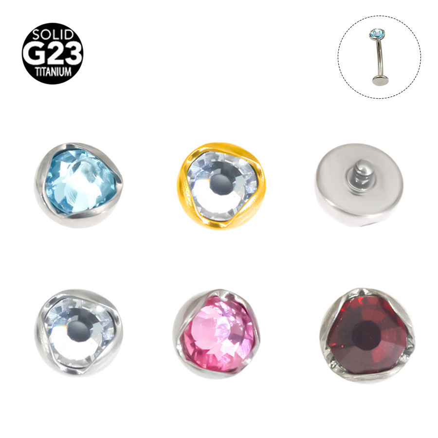 ASTM F136 Titanium 16G CZ Bezel Dermal Anchor