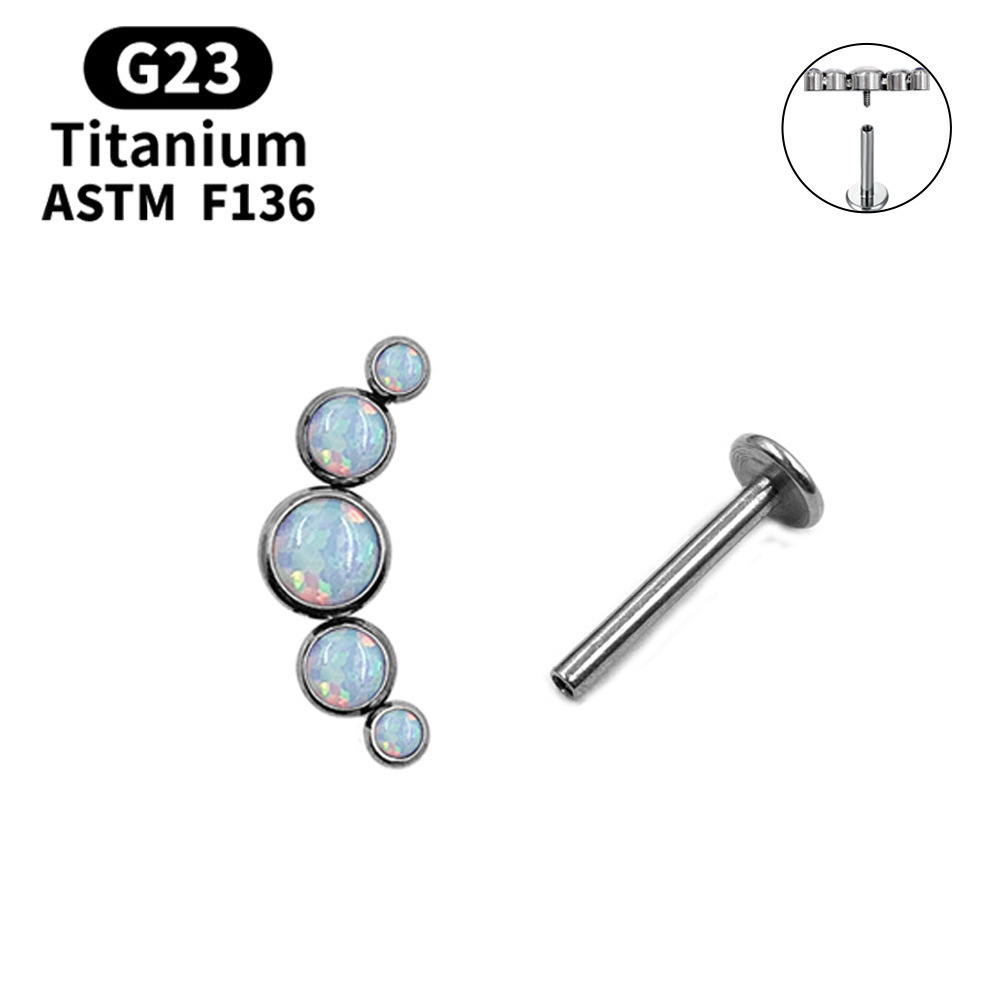 G23 Titanium Opal Round Labret Stud - Image 2