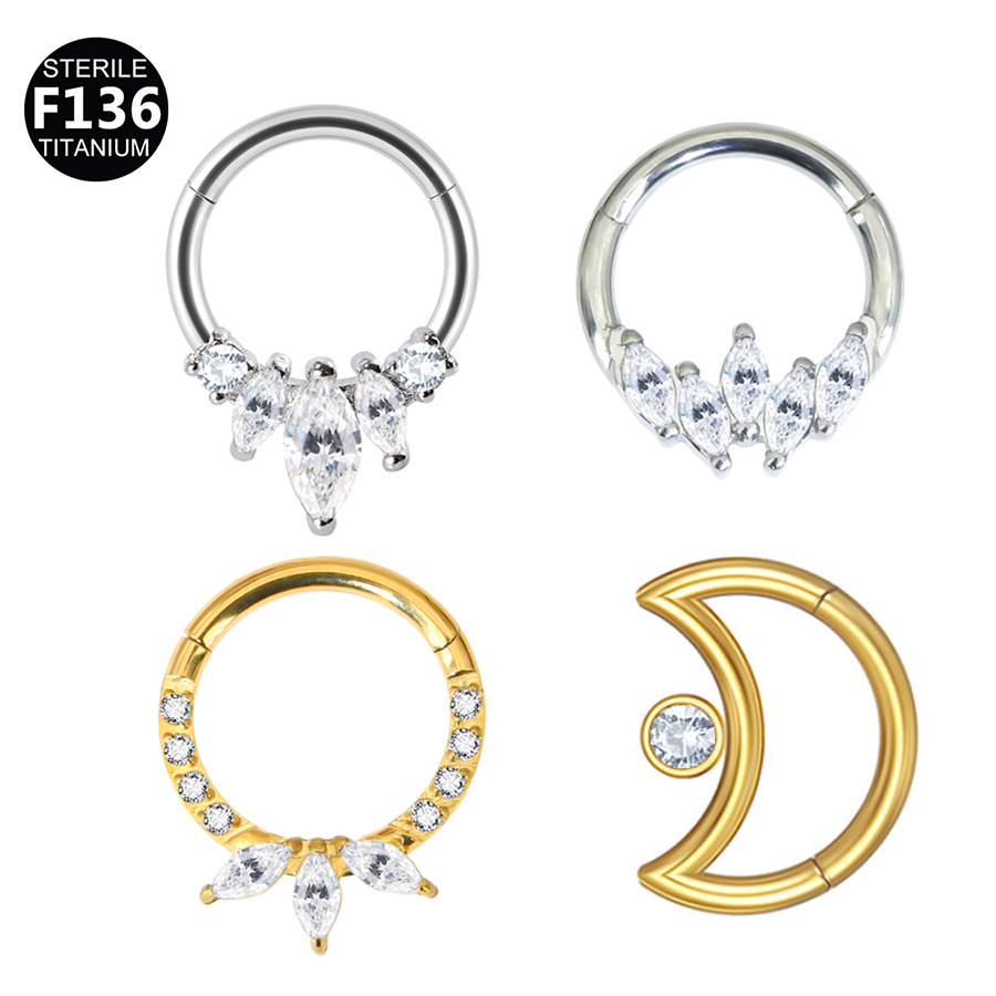 ASTM F136 Titanium Moon Marquise Nose Ring | ID 8/10mm