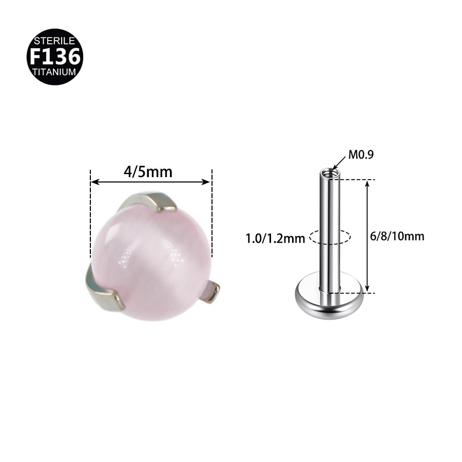 ASTM F136 Titanium 16G Natural Stone Labret Stud - Image 2