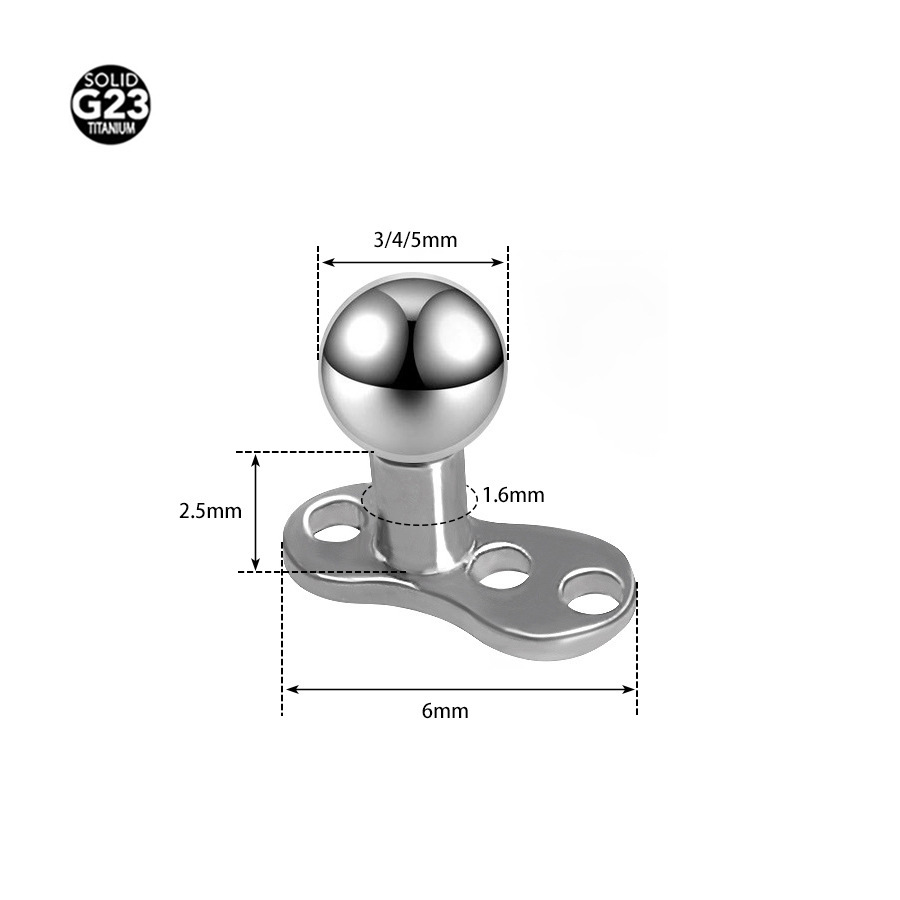 G23 Titanium Ball Minimalist Dermal Anchor - Image 2