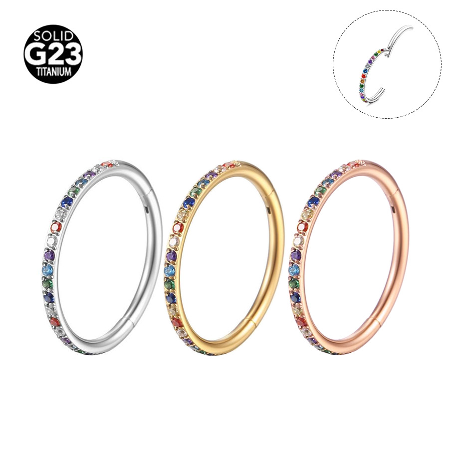 G23 Titanium CZ Colorful Nose Ring