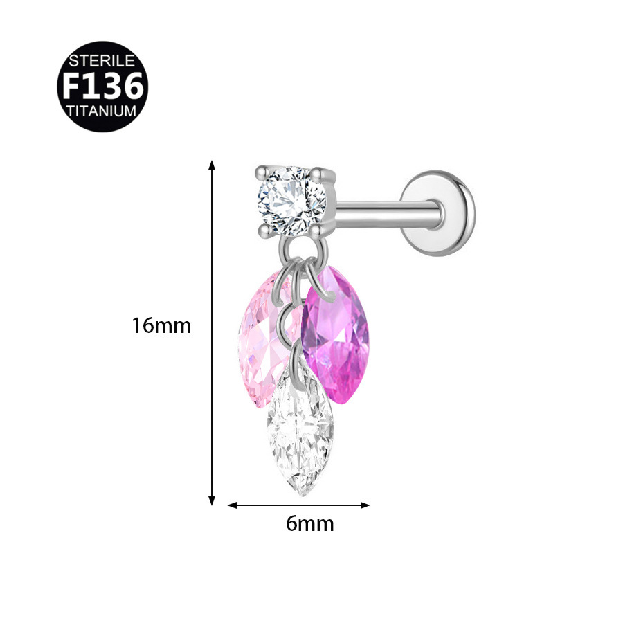 ASTM F136 Titanium CZ Marquise Teardrop Colorful Labret Stud - Image 2