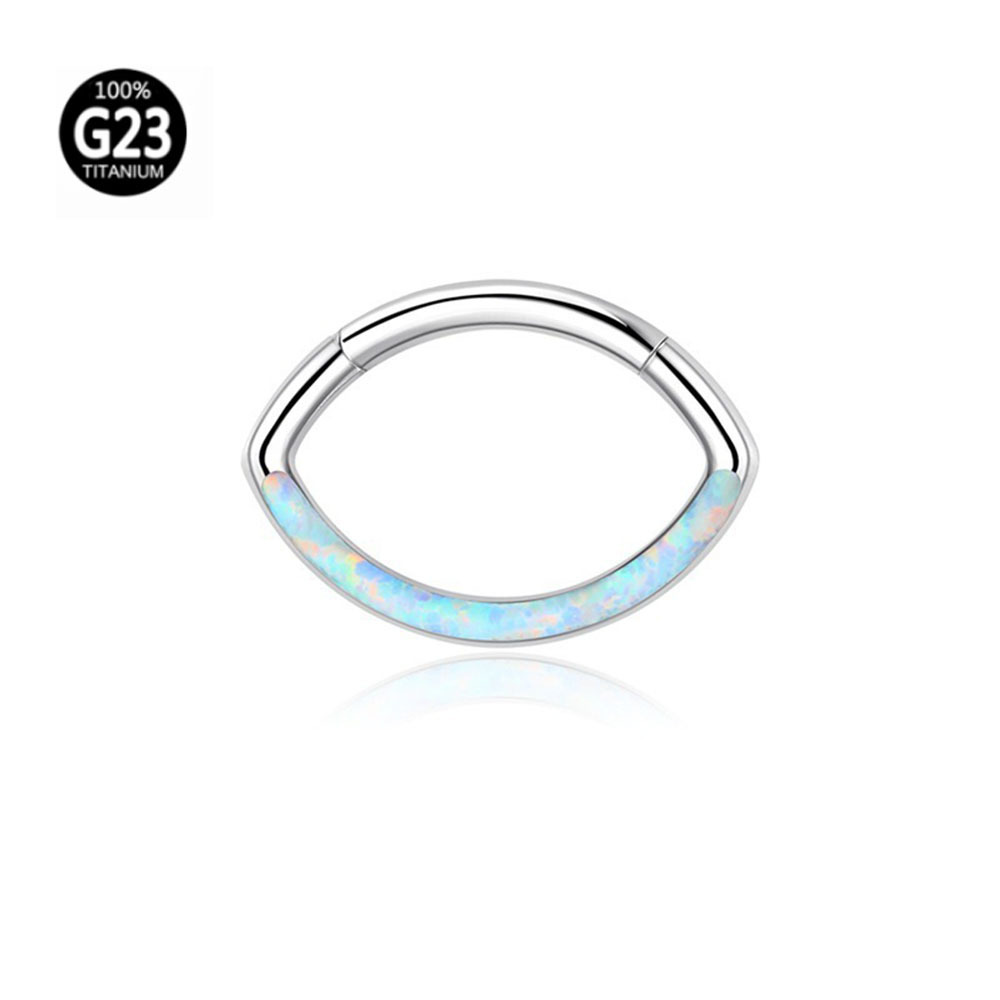 ASTM F136 Titanium Opal Heart Nose Ring | 8/10mm Length - Image 3