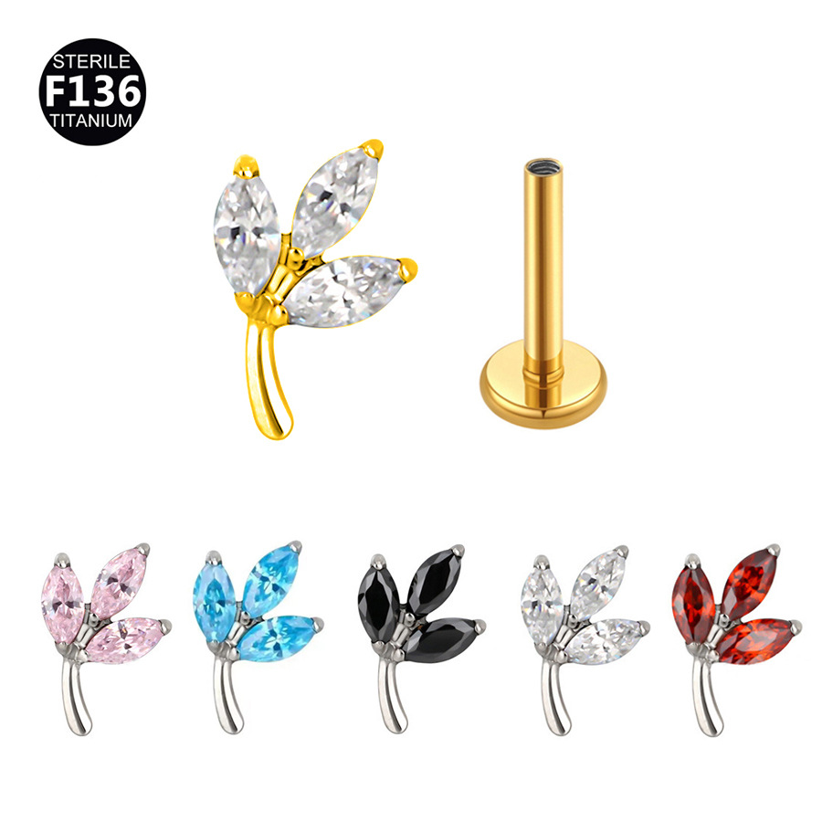 ASTM F136 Titanium Shell Internally Threaded Labret Stud