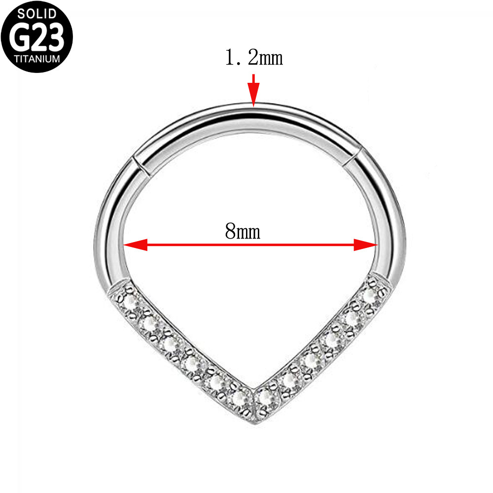 G23 Titanium CZ Heart Teardrop Nose Ring | 8/10mm - Image 2