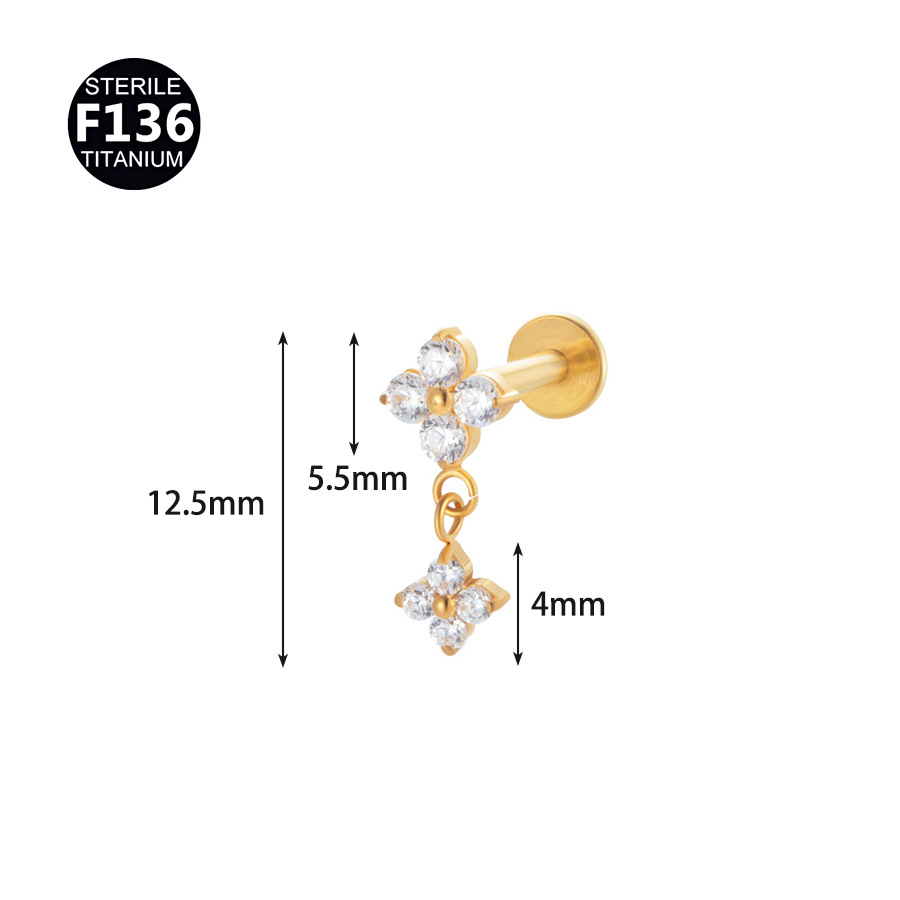 ASTM F136 Titanium 20G Flower Chain Internally Threaded Labret Stud - Image 2