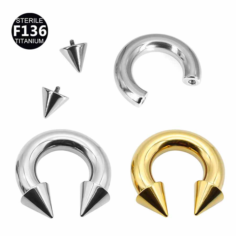 ASTM F136 Titanium Spike Horseshoe Earring
