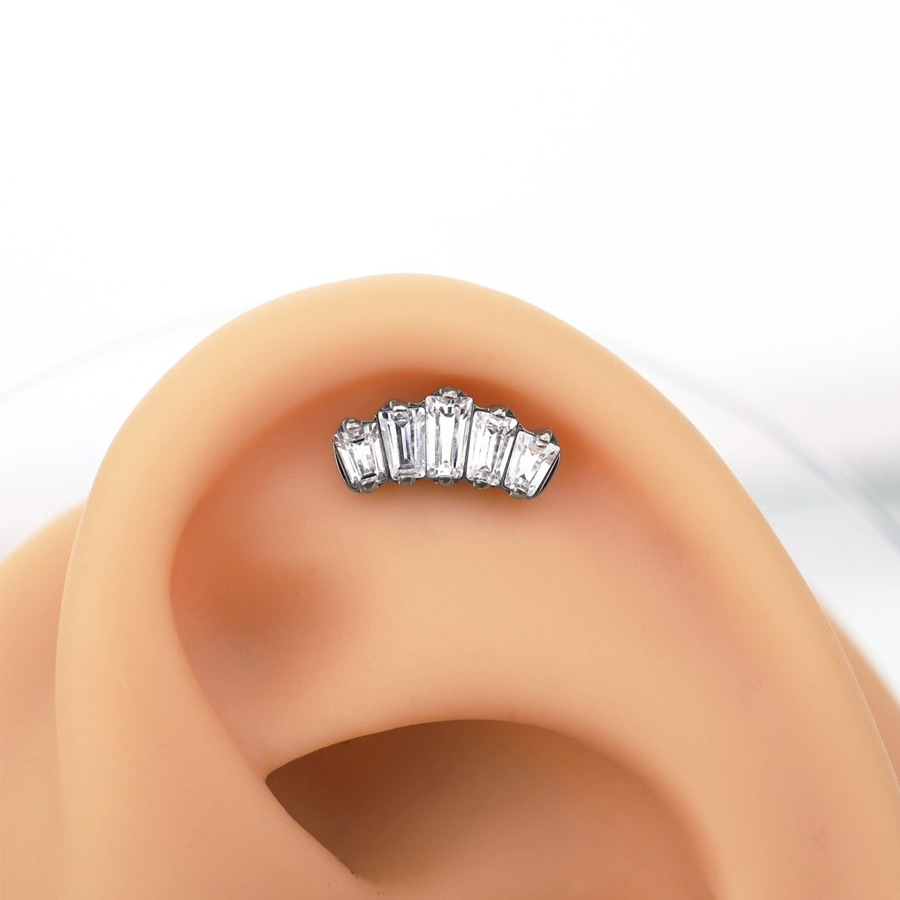 ASTM F136 Titanium 20G Opal Square Internally Threaded Labret Stud - Image 5