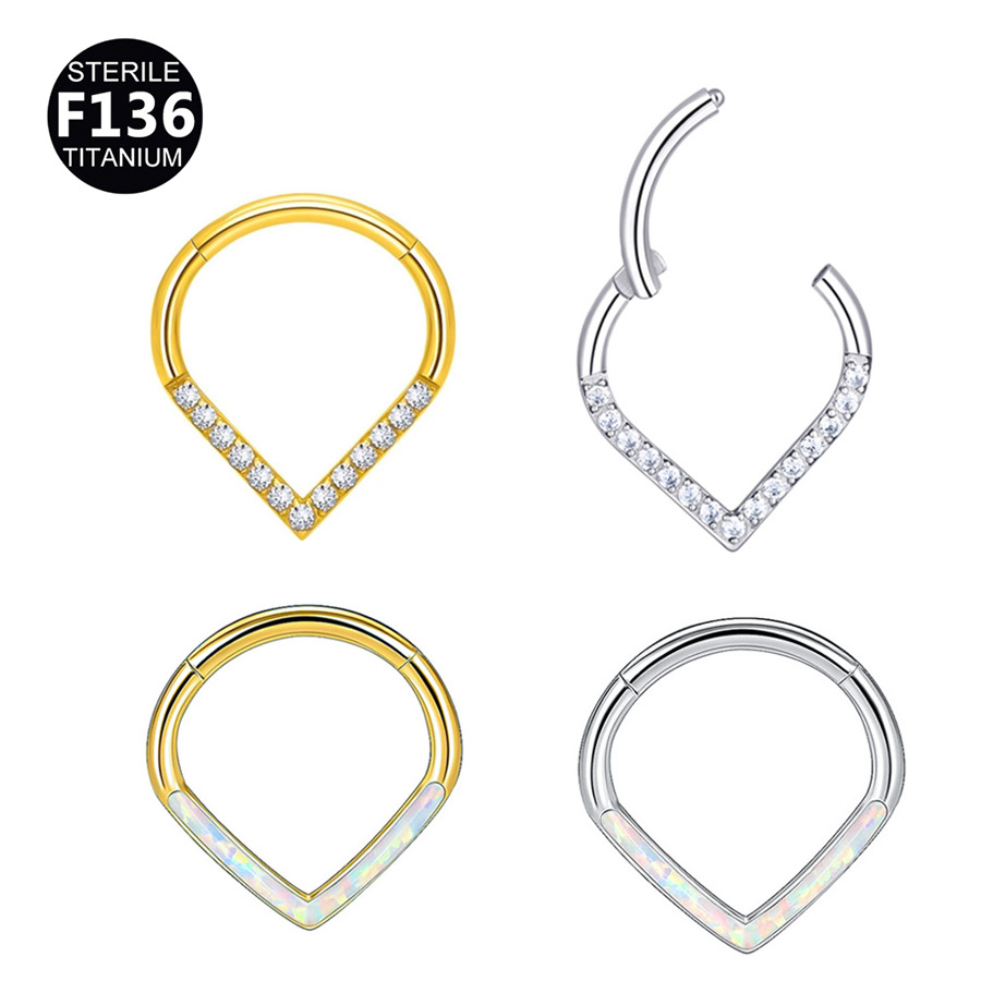 G23 Titanium CZ Heart Teardrop Nose Ring | 8/10mm