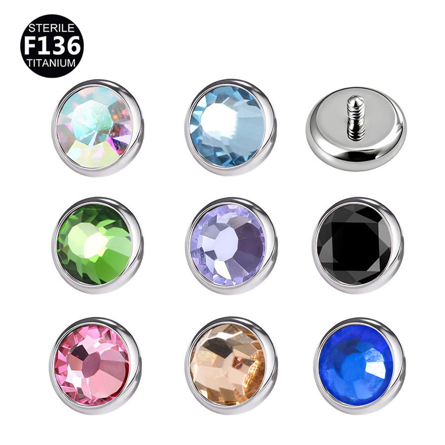 ASTM F136 Titanium 16G CZ Flat Back Dermal Anchor