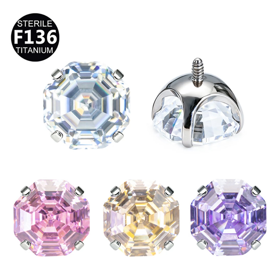 ASTM F136 Titanium 20G CZ Bagua Sparkle Labret Stud | 6mm