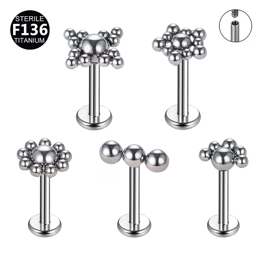 ASTM F136 Titanium Sun Flower Internally Threaded Labret Stud
