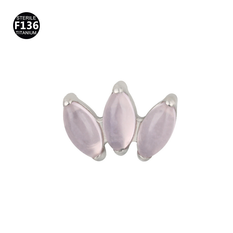 ASTM F136 Titanium 20G Natural Stone Marquise Labret Stud - Image 3